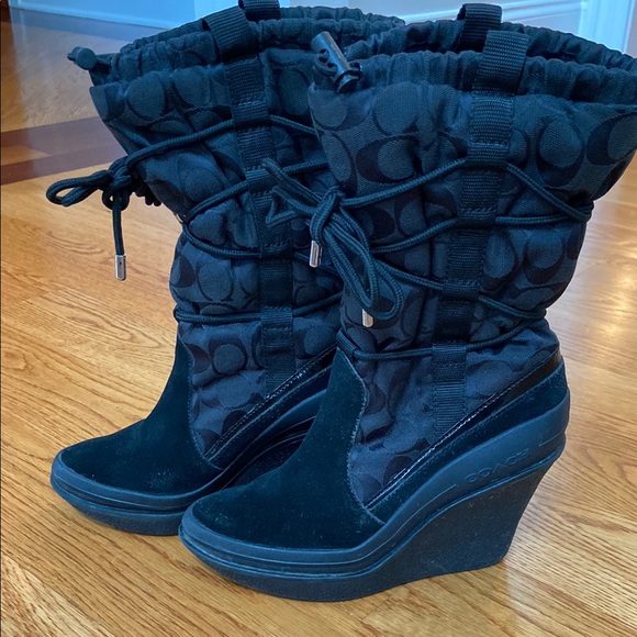 Coach Black Wedge Boots for Women - Picture 1 of 3